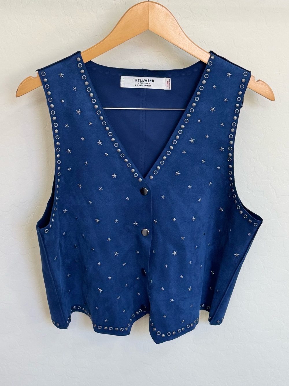 Idyllwind by Miranda Lambert Morningside Star Studded Faux Suede Vest Blue L